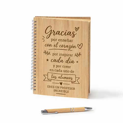 Libreta Personalizada con boli y bambú