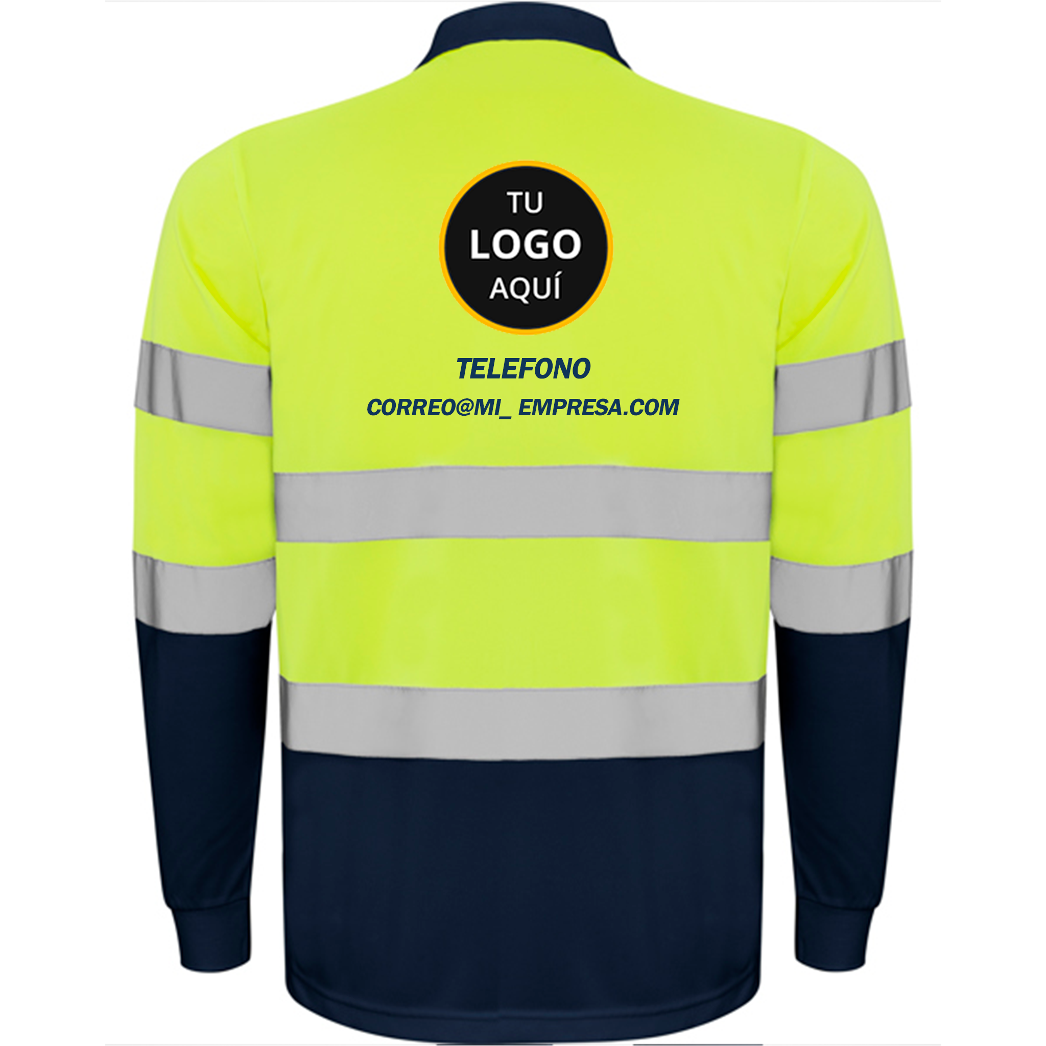 Polo con Logo Alta Visibilidad Manga Larga