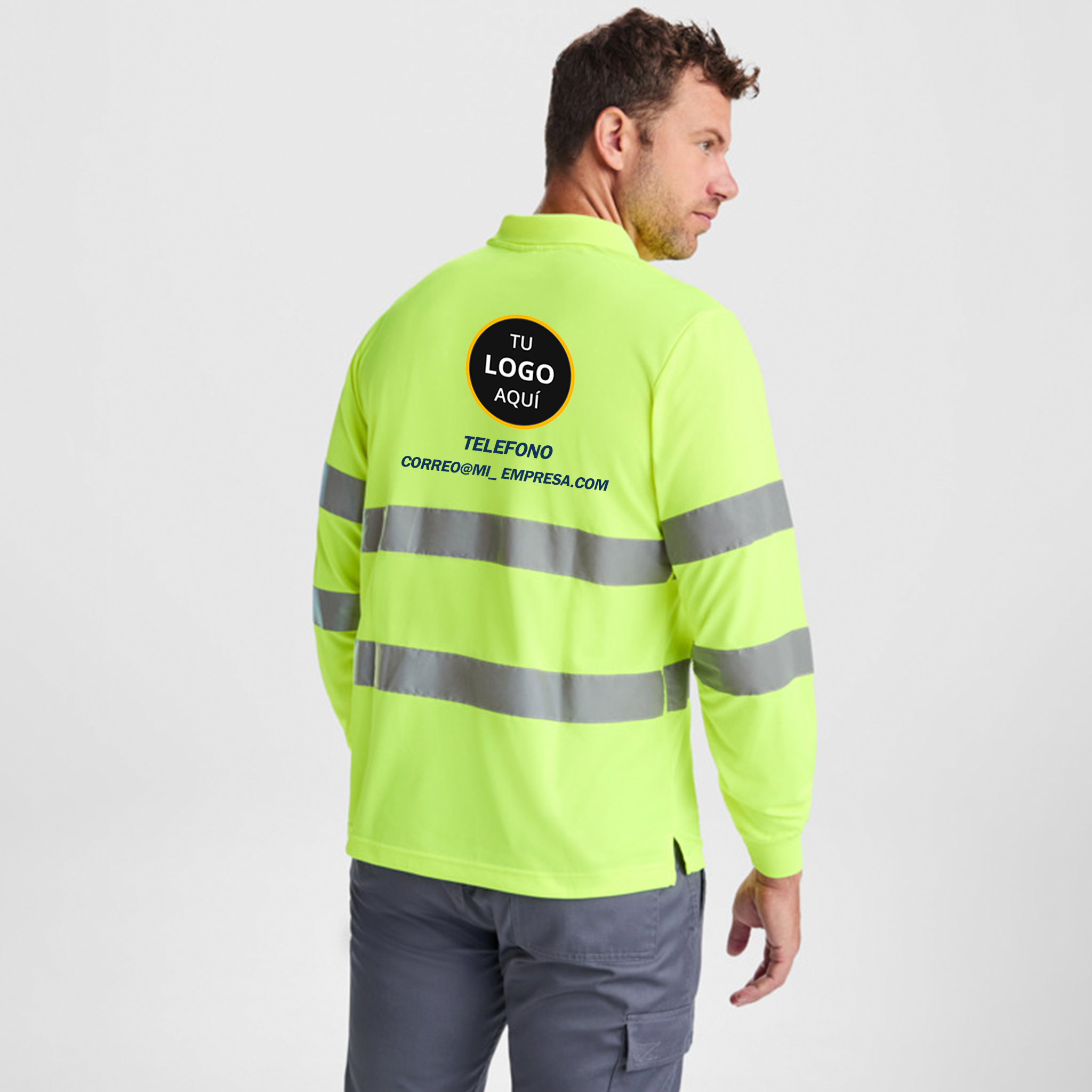 Polo con Logo Alta Visibilidad Manga Larga