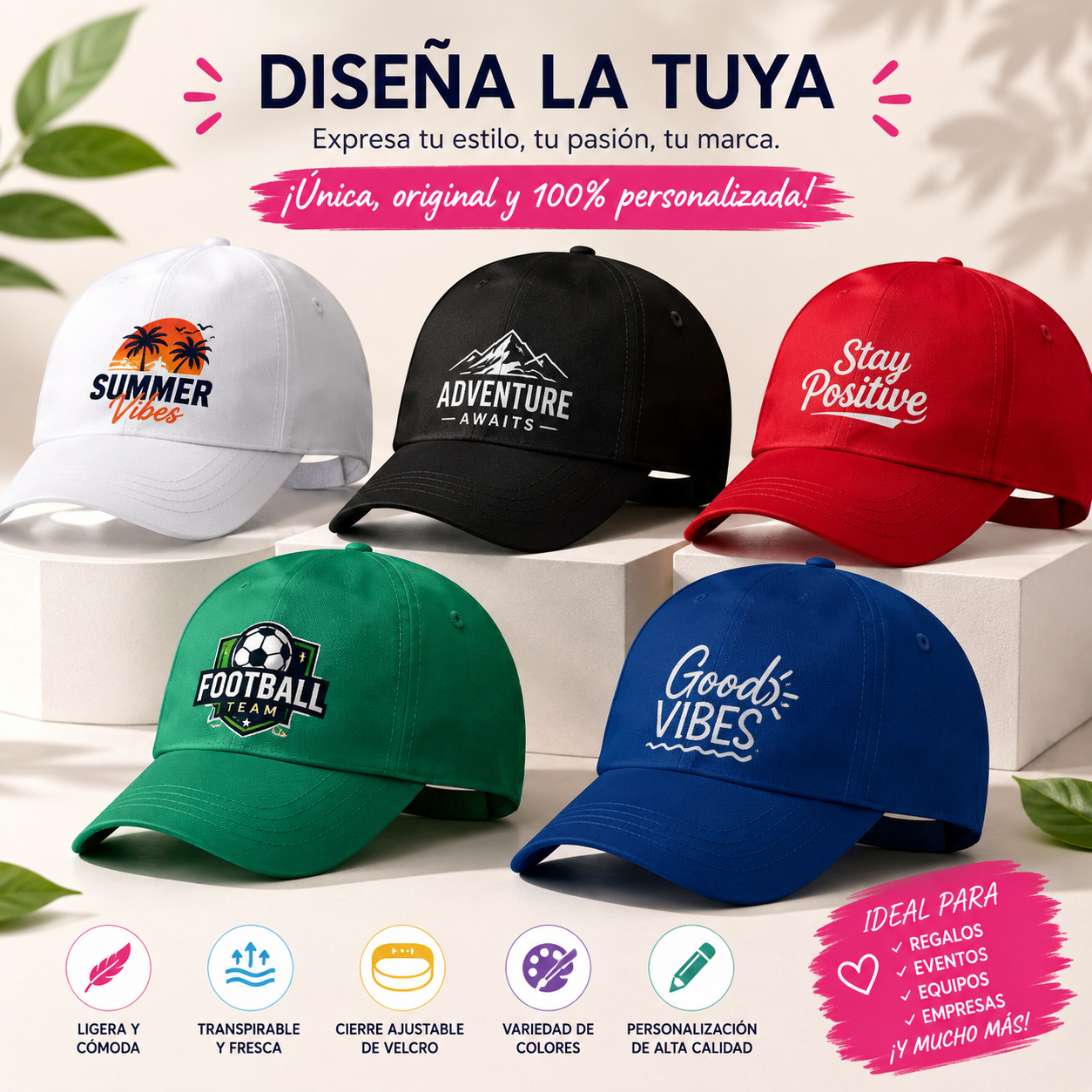 Gorra Personalizada 5 paneles cierre velcro