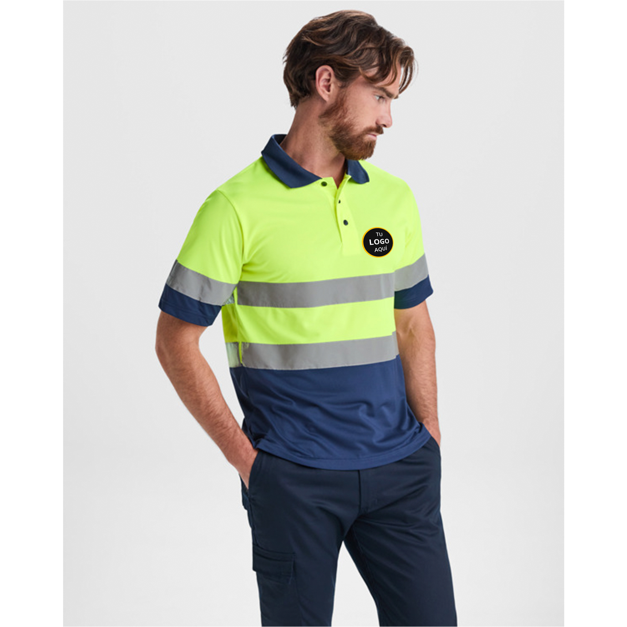 Polo con Logo Alta Visibilidad Manga Corta